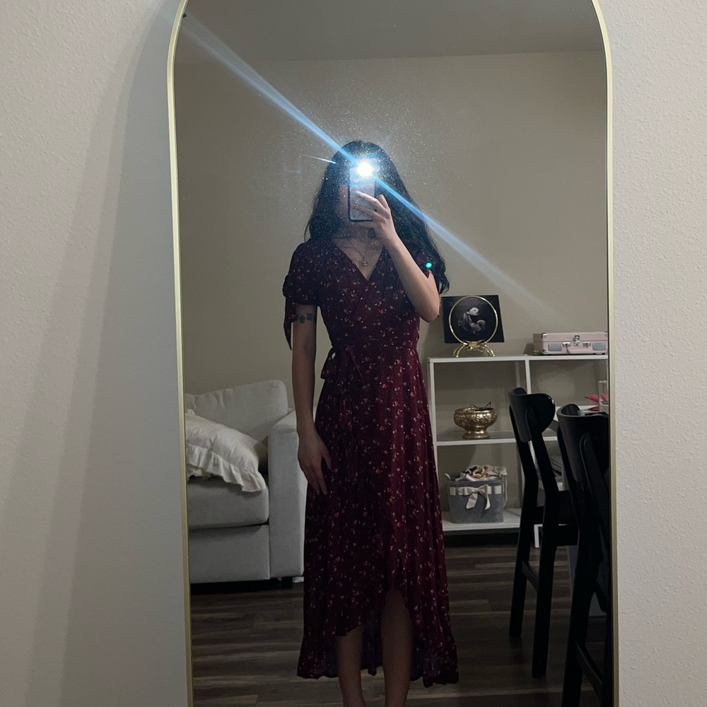 Elegant Burgundy Wrap Dress